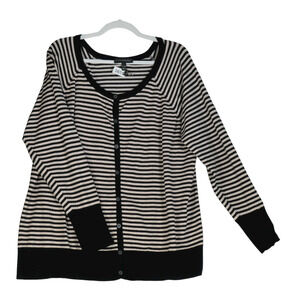 Lane Bryant Cardigan Women 26 28 Gold Black Contrast Trim Sweater Button Front